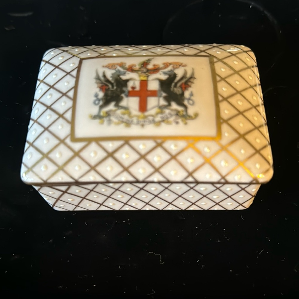 Vintage Porcelain Trinket Box from Germany with City of London Coat of Arms